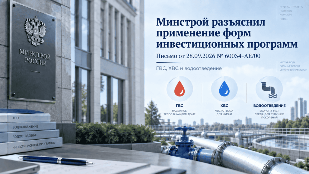 Минстрой России разъяснил применение форм инвестиционных программ в сфере водоснабжения и водоотведения