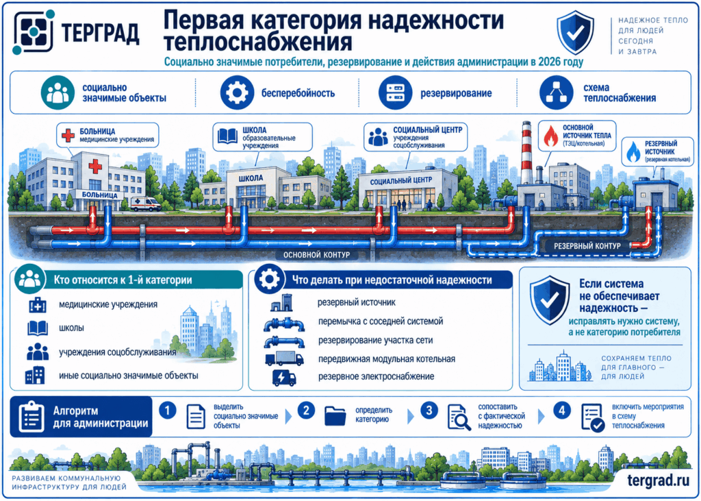 Первая категория надежности теплоснабжения: социально значимые потребители и резервирование системы