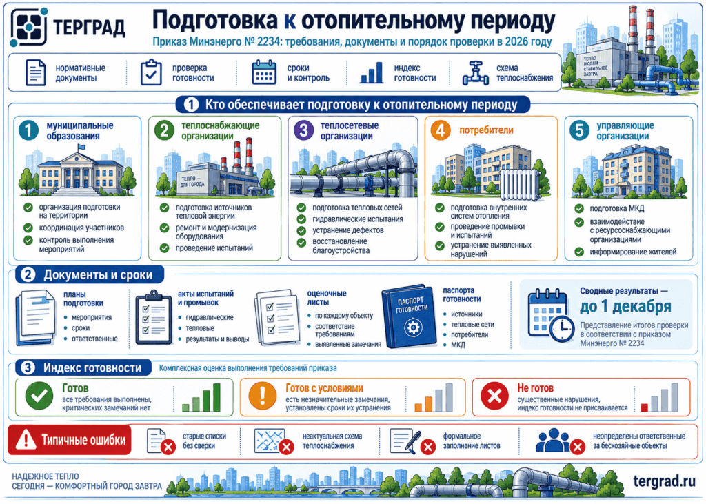 Подготовка к отопительному периоду по приказу Минэнерго № 2234: участники, документы, сроки и индекс готовности