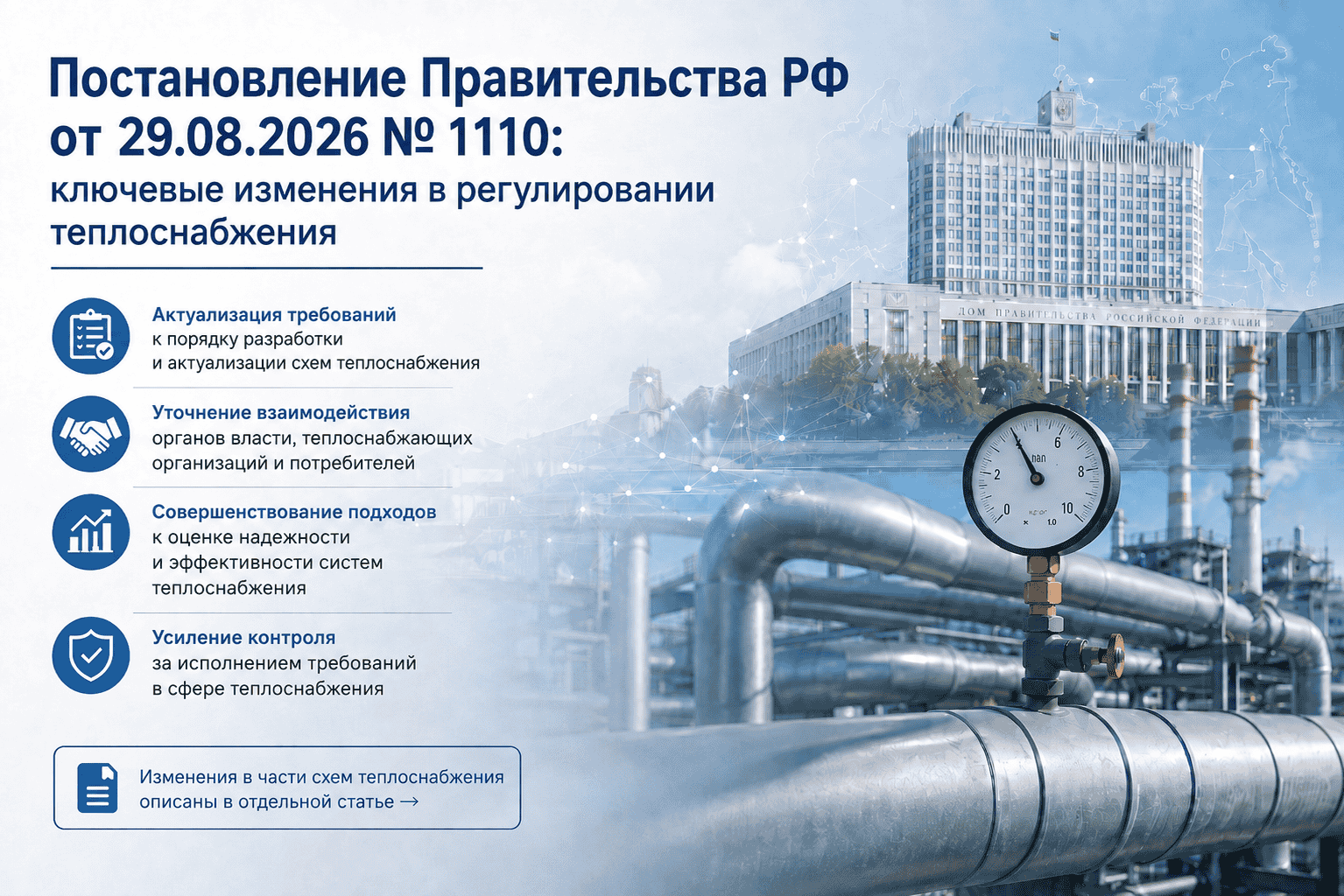 Изменения в теплоснабжении по Постановлению Правительства РФ № 1110 в 2026 году